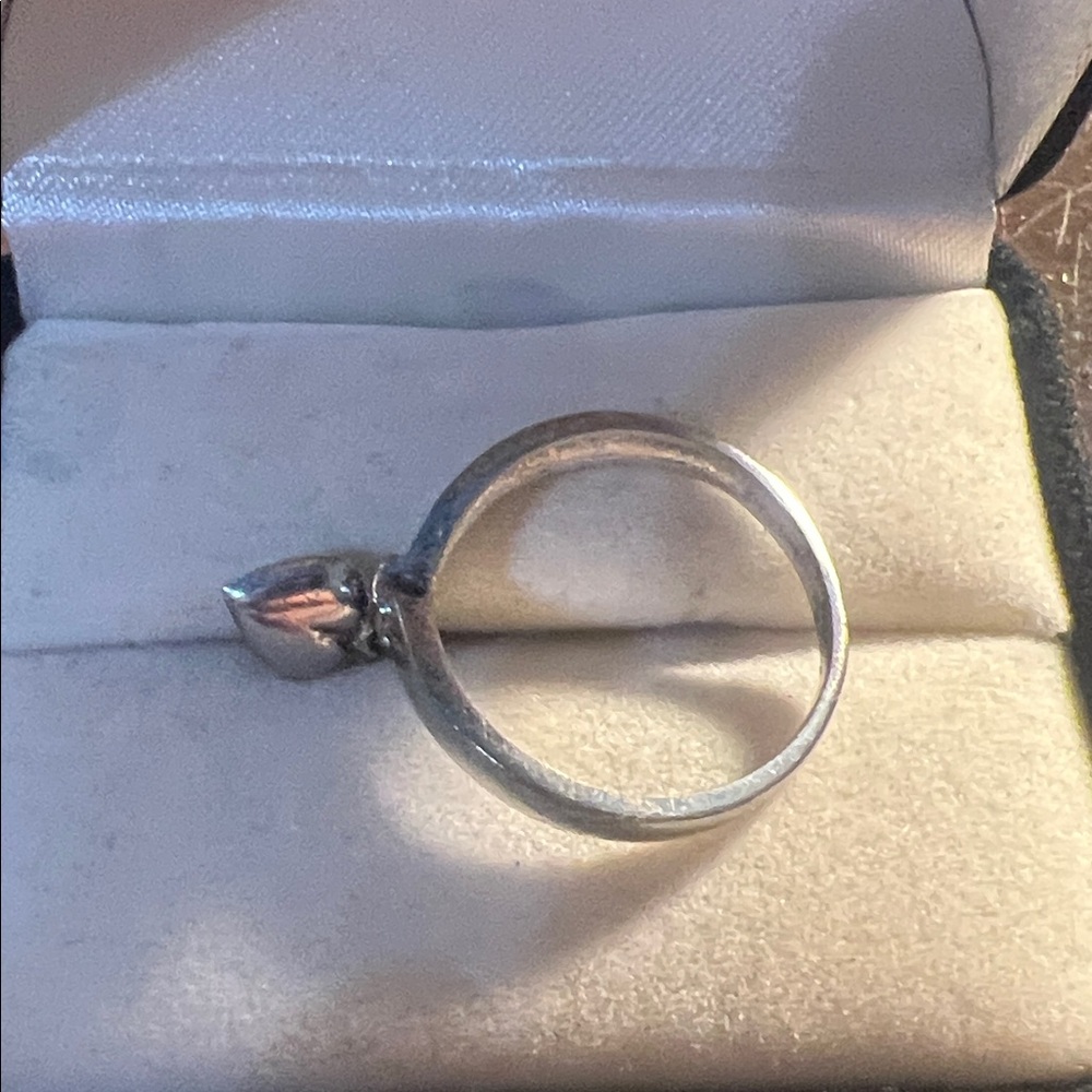 Sterling Silver Heart Dangle Ring - Silver - image 2